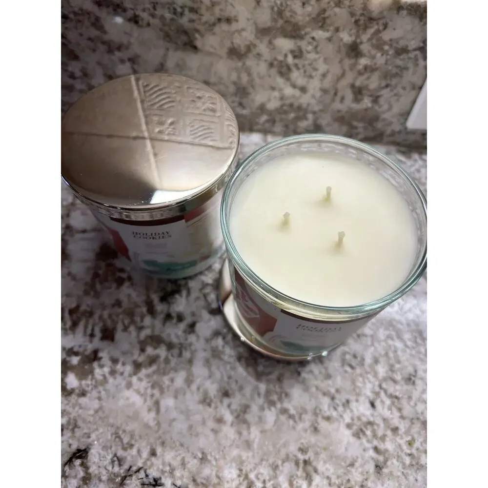 2* Vanilla Scented candles 3-Wick Cookies Holiday 14oz new